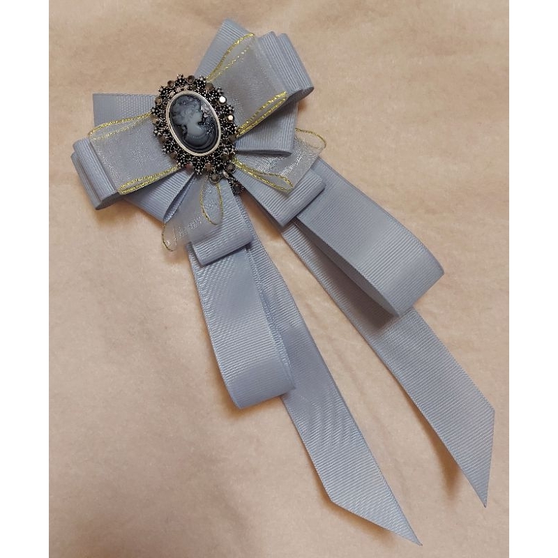 Jual Bros Pita Korea Korean Ribbon Brooch Gray Vintage Edition Warna