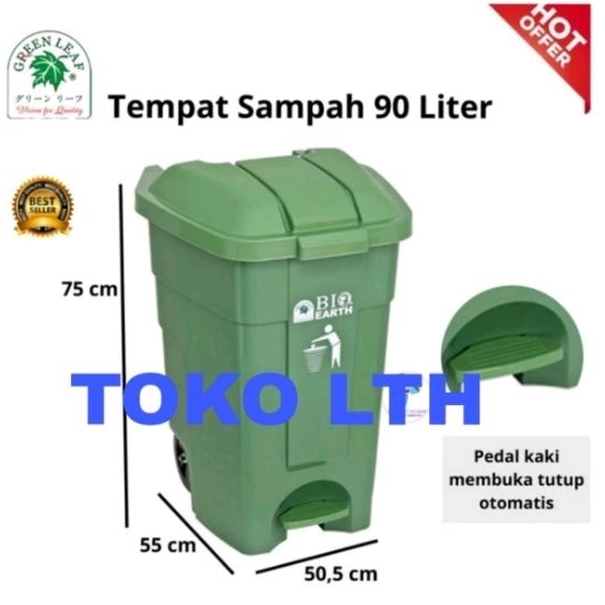 Jual Tempat Sampah Bio Injak Roda Segi Ltr Green Leaf Bio Step