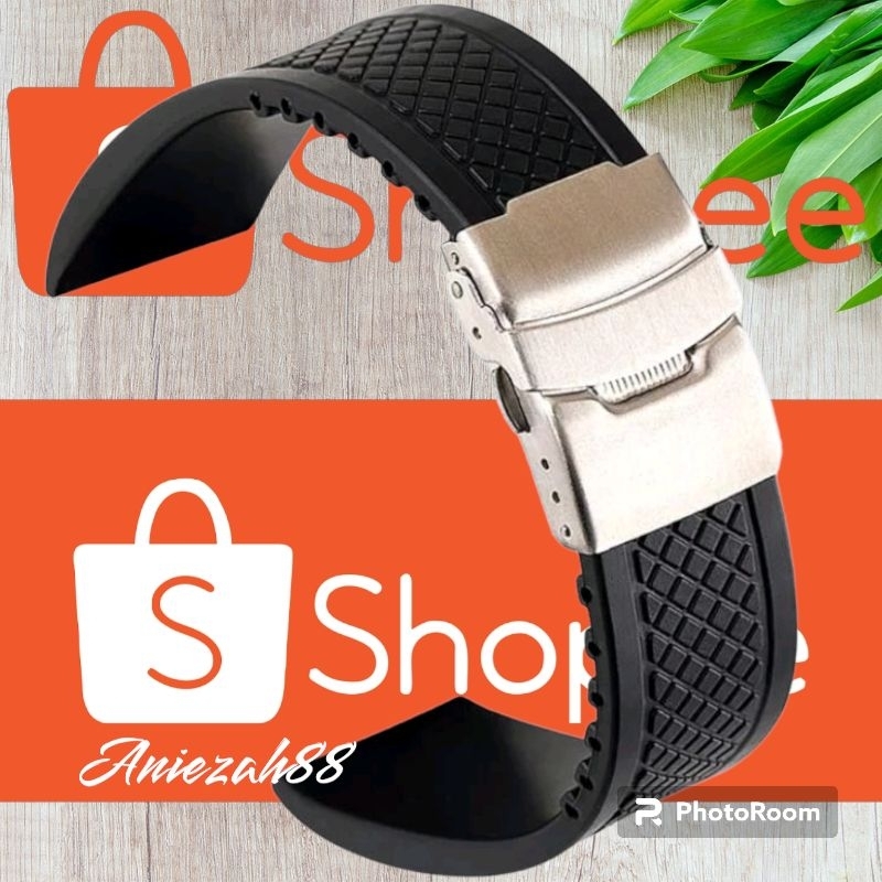 Jual Tali Jam Tangan Karet Silikon Panjang Clasp Folding 22mm Shopee