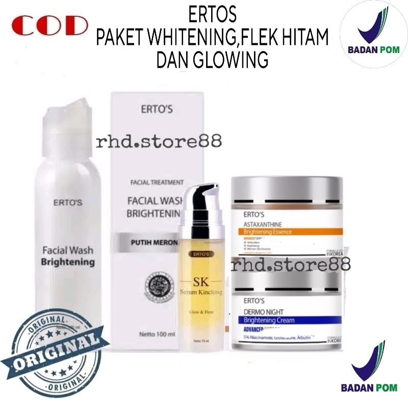 Jual ERTOS PAKET WHITENING FLEK HITAM DAN GLOWING 4IN1 FACIAL WASH