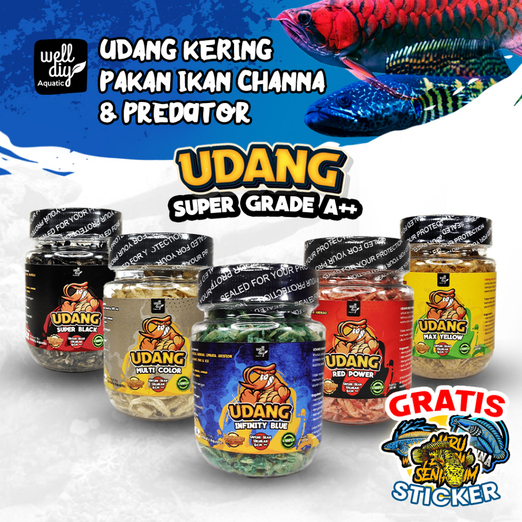 Jual Udang Pakan Ikan Channa Predator Reptil Louhan Arwana Oscar Pbas