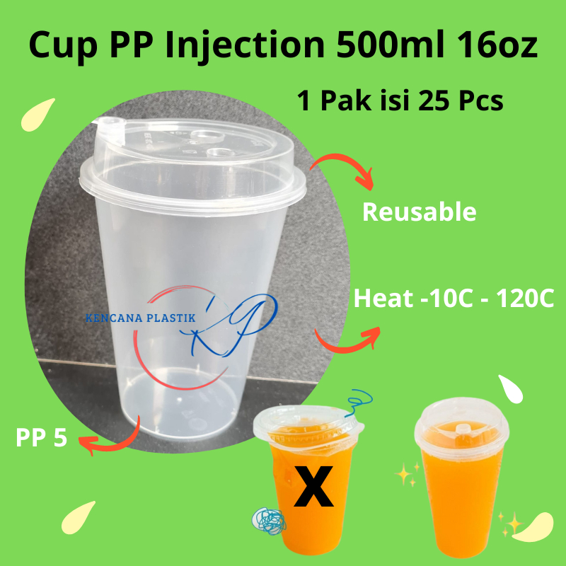 Jual Cup Pp Injection Ml Oz Gelas Plastik Boba Cup Lid Stopper