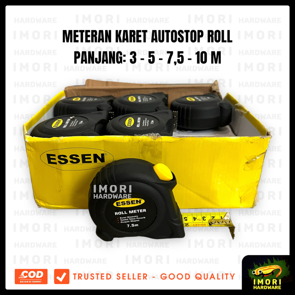 Jual ESSEN Meteran Karet Autostop Roll 3 5 7 5 10 M Ukur Rol Measuring