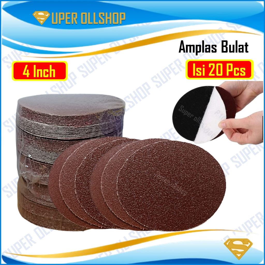 Jual Amplas Bulat Velcro 4 Inch Amplas Tempel Gerinda 4 Grit 60 80