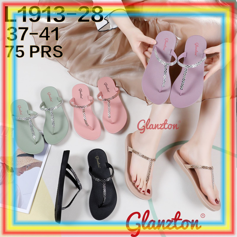 Jual L1913 28 Sandal Jepit Wanita Glanzton Sendal Cewek Permata Glitter