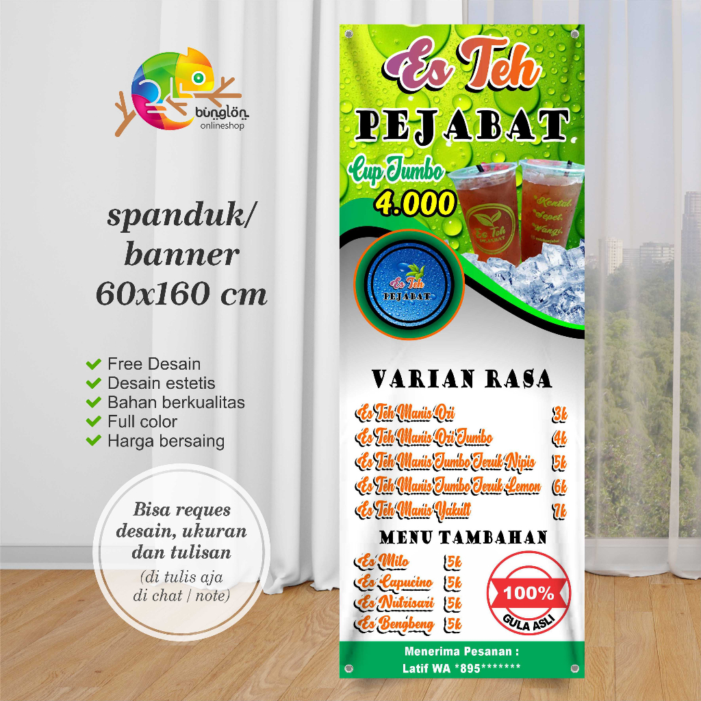 Jual Size X Spanduk Banner Es Teh Pejabat Teh Jumbo Teh Poci