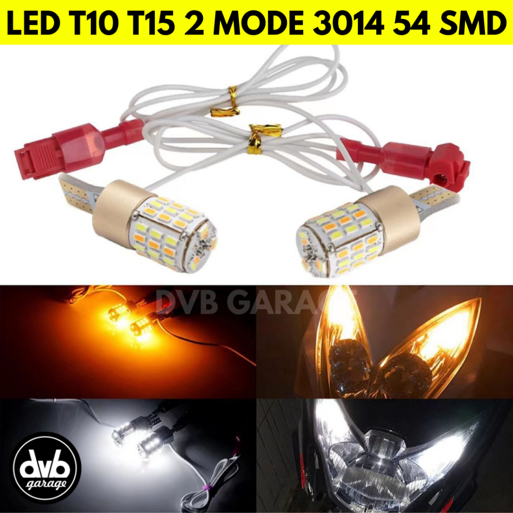 Jual LAMPU LED T10 T15 2 MODE 3014 54 SMD SEIN SENJA DUAL COLOR