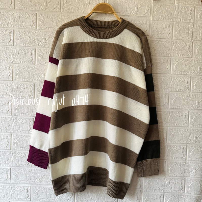 Jual SWEATER RAJUT OVERSIZE MAYUBI MOTIG BLASTER ATASAN LENGAN PANJANG