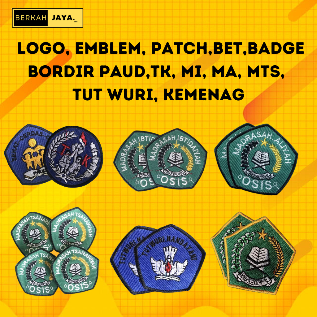 Jual Logo Patch Bet Bad Badge Bordir Paud TK MI MA MTS Tut Wuri