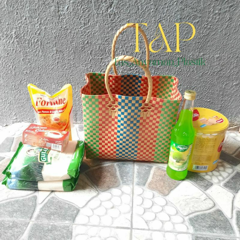 Jual Tas Anyam Lurik Polos Hampers Lebaran Tas Tenteng Belanja