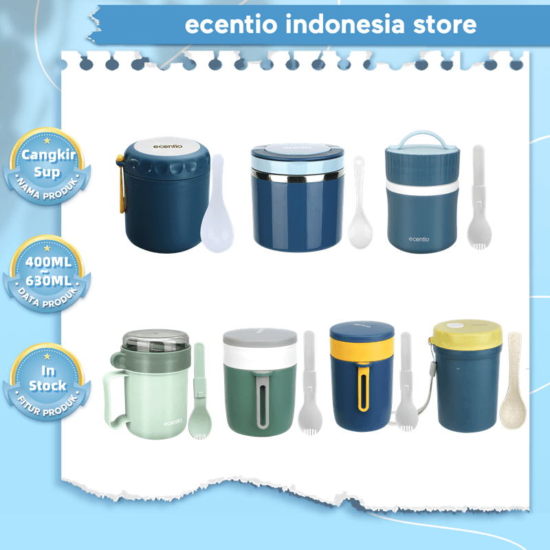 Jual Ecentio Cangkir Sup Portable Soup Tahan Panas Anti Tumpah Lunch