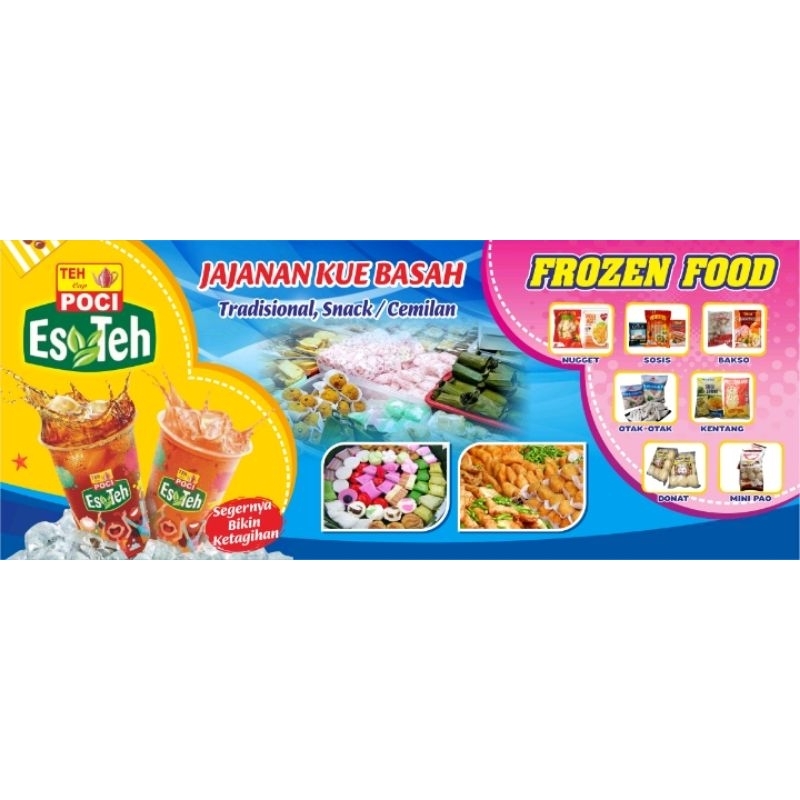 Jual SPANDUK BANNER TOKO KUE BOLU JAJANAN PASAR DONAT FROZEN FOOD