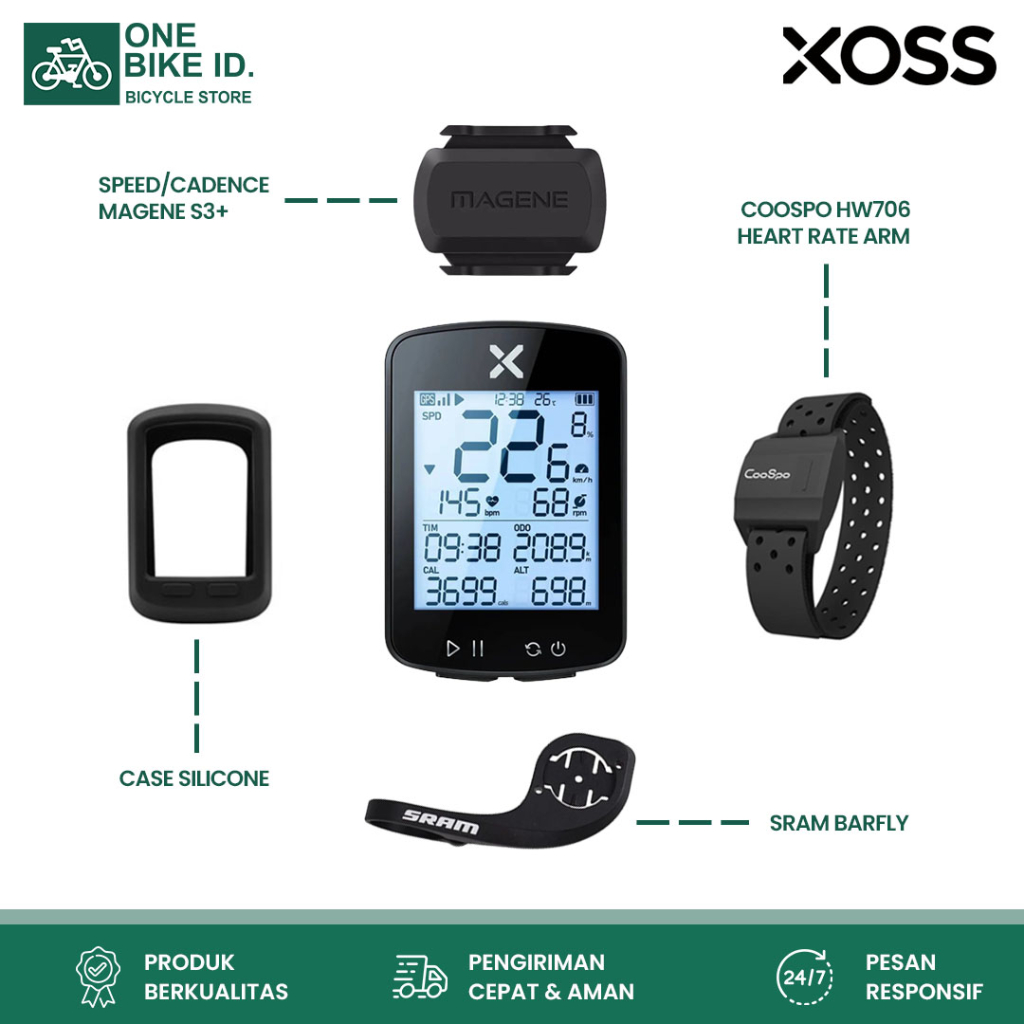 Jual PAKET PRO XOSS G2 Plus CooSpo HR Cadence Speed Sensor SRAM