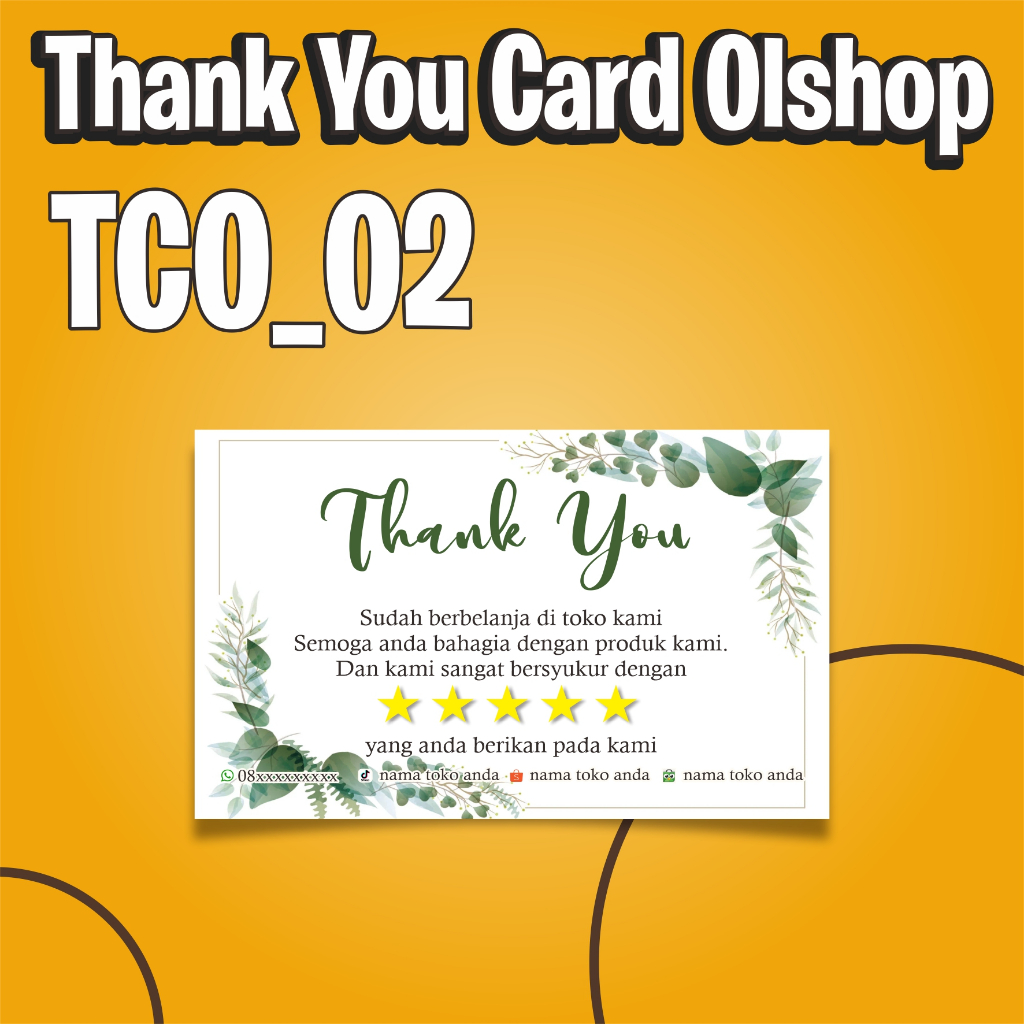 Jual Thank You Card Custom Thank You Card Olshop Thank You Card