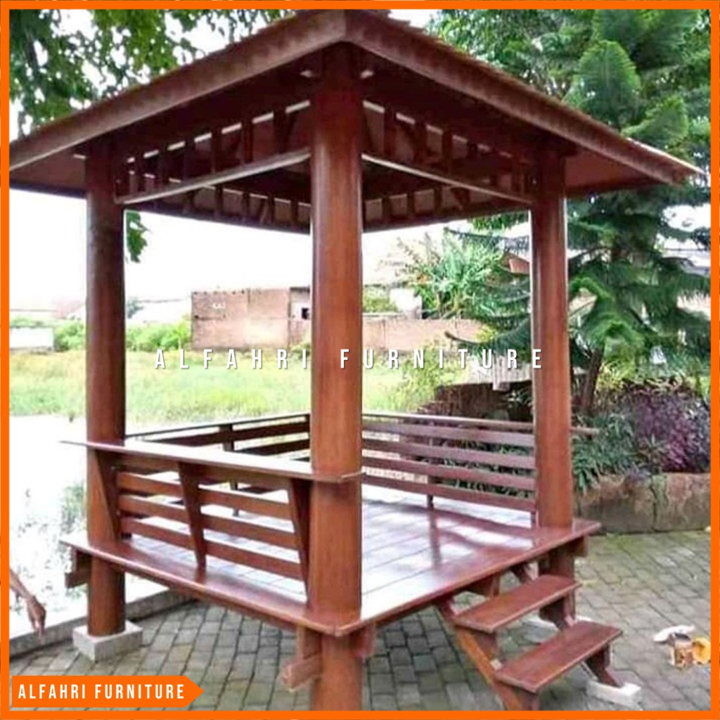 Jual Gazebo Kayu Minimalis X Meter Saung Gasebo Taman Rumah Atap