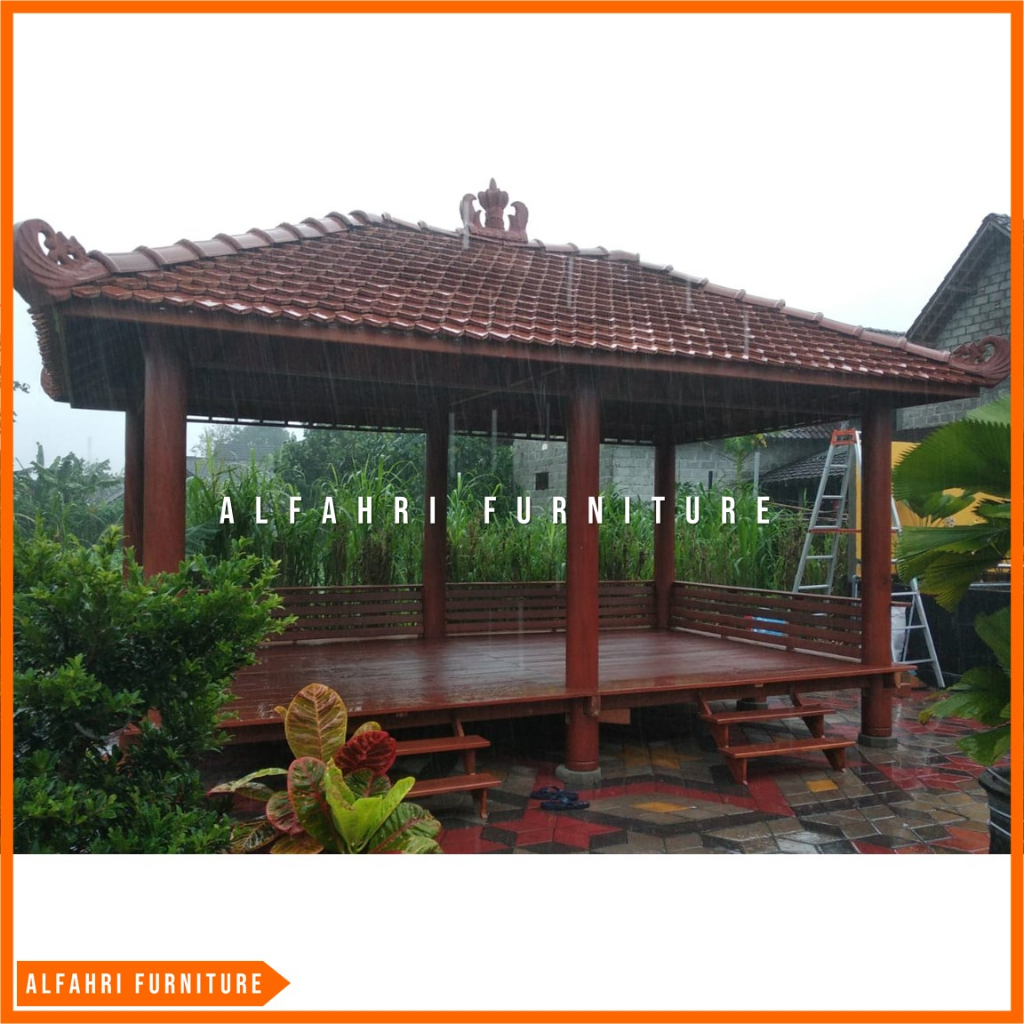 Jual Gazebo Kayu Minimalis 3x5 Meter Saung Gasebo Taman Rumah