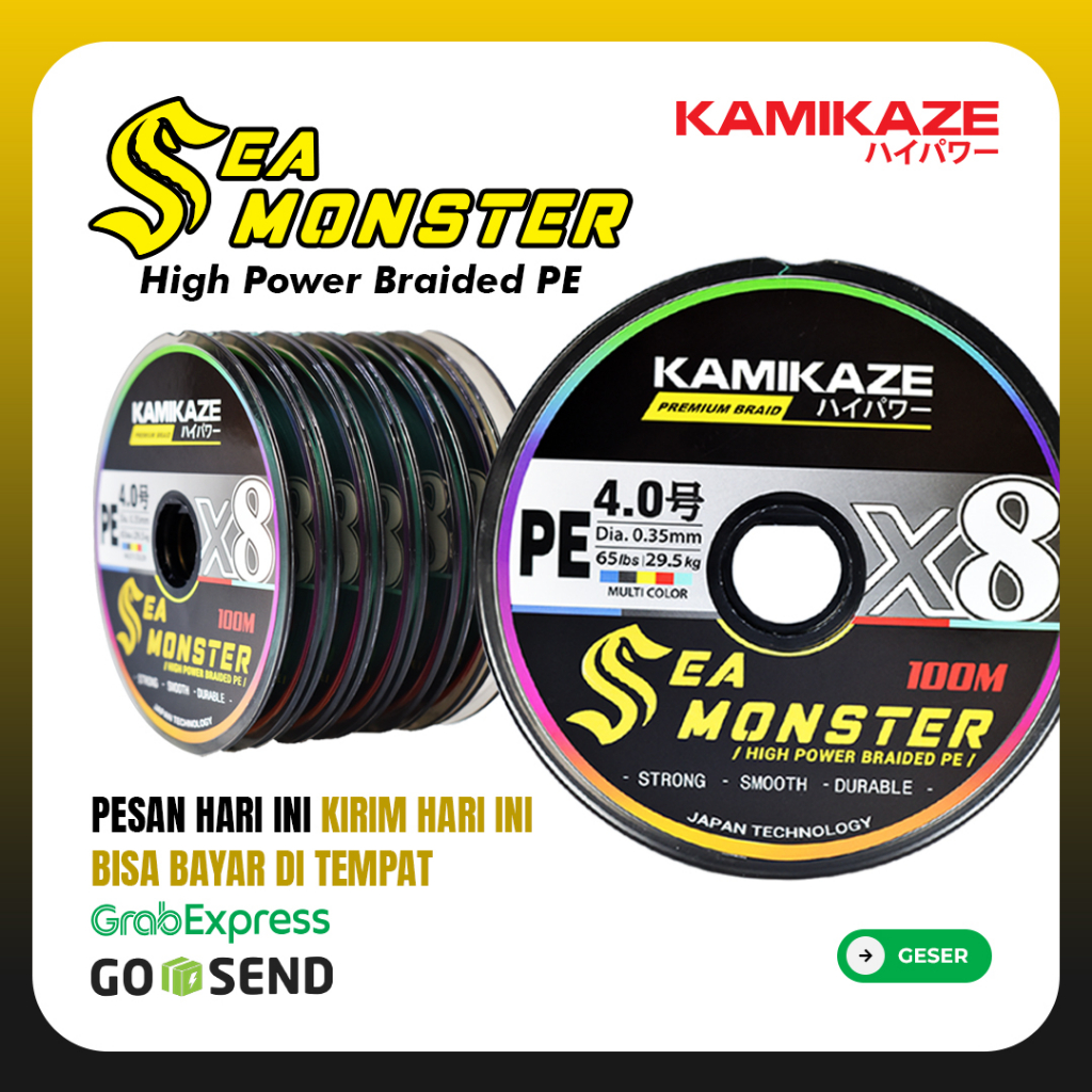 Jual SENAR PANCING PE KAMIKAZE SEA MONSTER X8 MULTI COLOR CONECTING