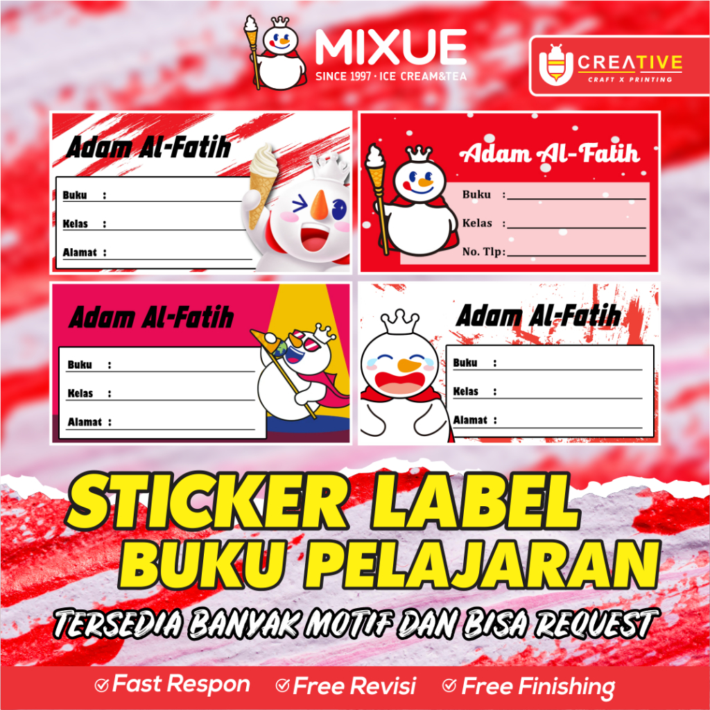 Jual Sticker Label Buku Pelajaran Bisa Custom Nama Isi Pcs Tema