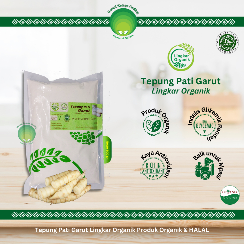 Jual Tepung Pati Garut Arrowroot Starch Flour 500gr Lingkar Organik