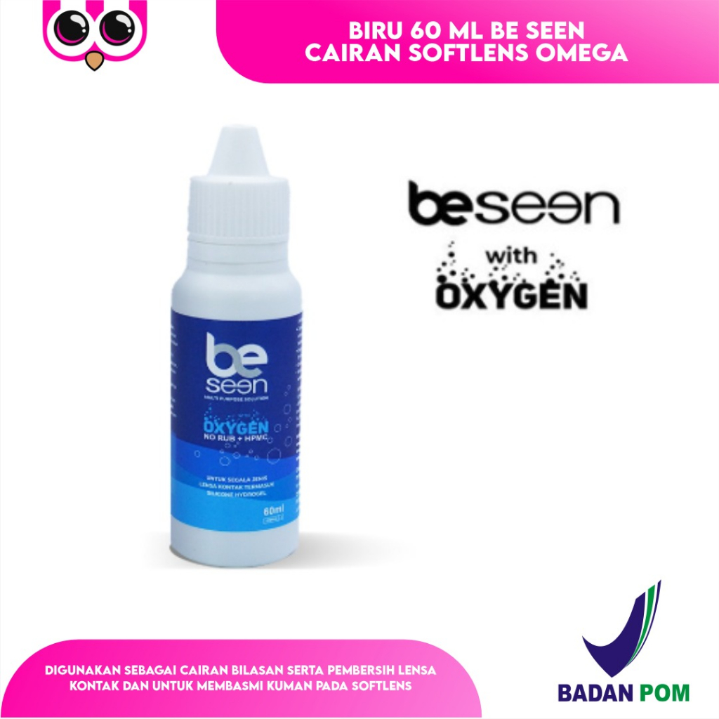 Jual BIRU 60 ML BE SEEN CAIRAN SOFTLENS OMEGA AIR PENCUCI PERENDAM