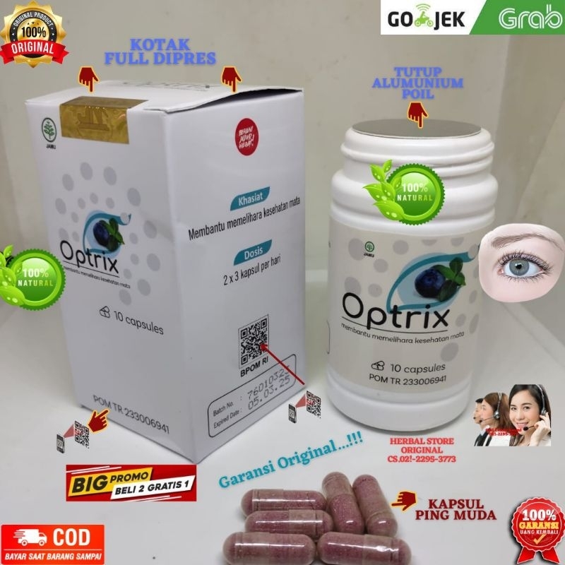 Jual OPTRIX ASLI OBAT MATA MINUS PLUS SILINDER KATARAK 10 KAPSUL