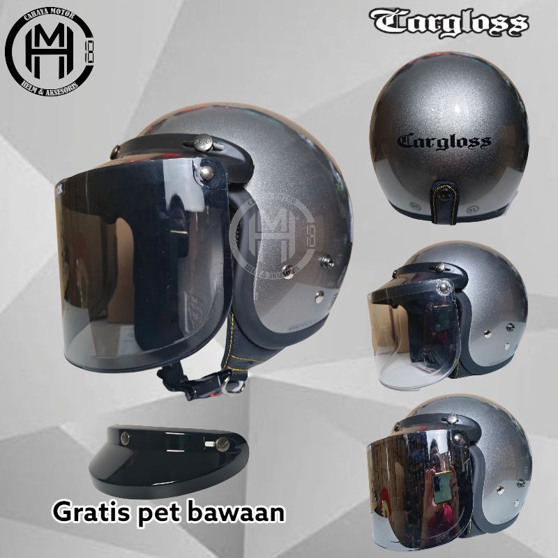 Jual HELM CARGLOSS CFM KACA DATAR FLAT PAKET HEMAT ORIGINAL Shopee