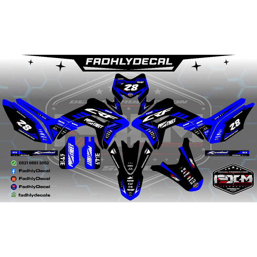 Jual Decal Crf L Fullbody Biru Hitam Putih Dekal Sticker Stiker Full