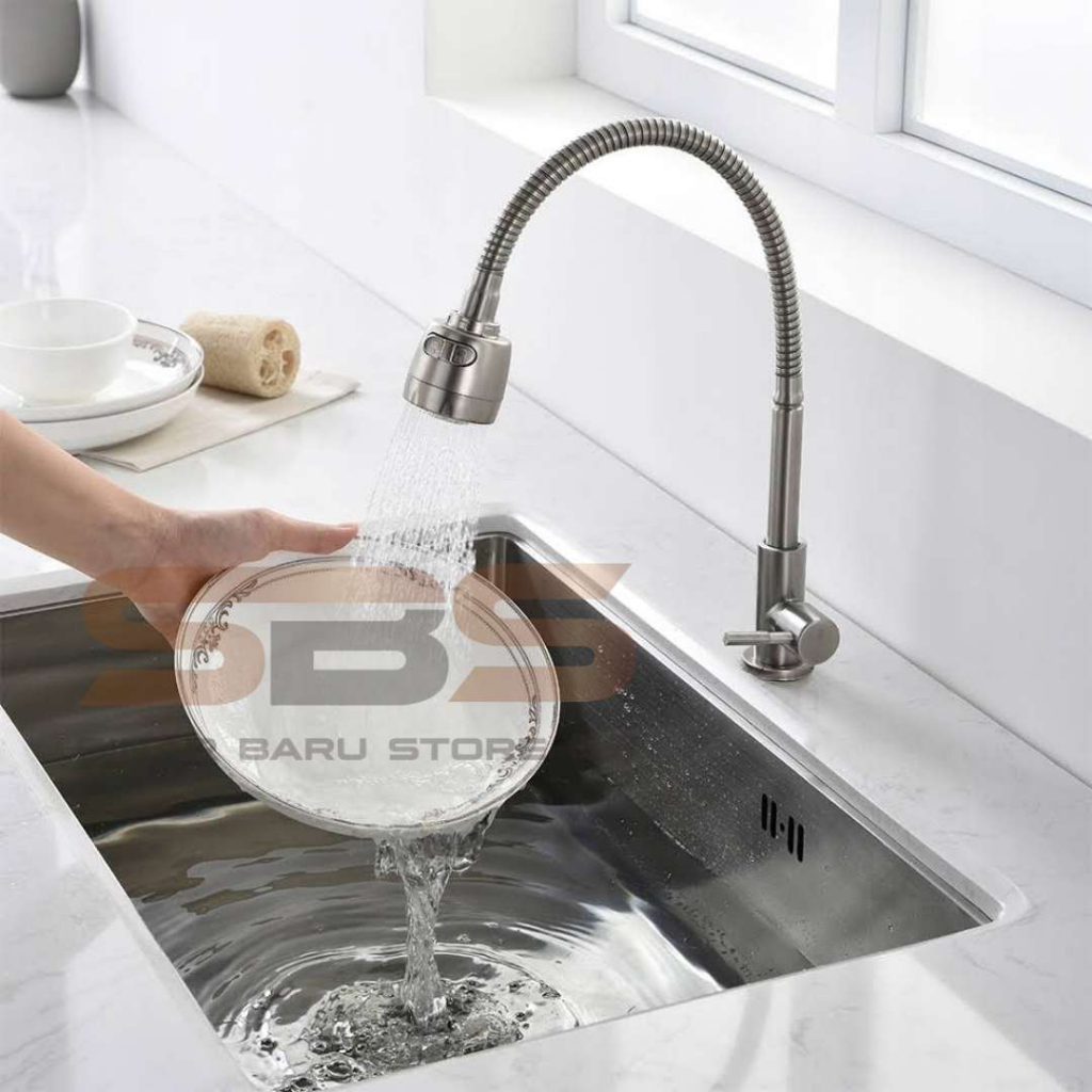 Jual Keran Angsa Fleksibel Kepala Besar Kran Cuci Piring Tanam Sink