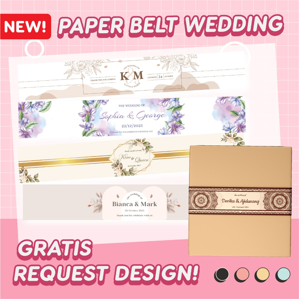 Jual Paper Belt Souvenir Pernikahan Wedding Gift Hampers Label Segel