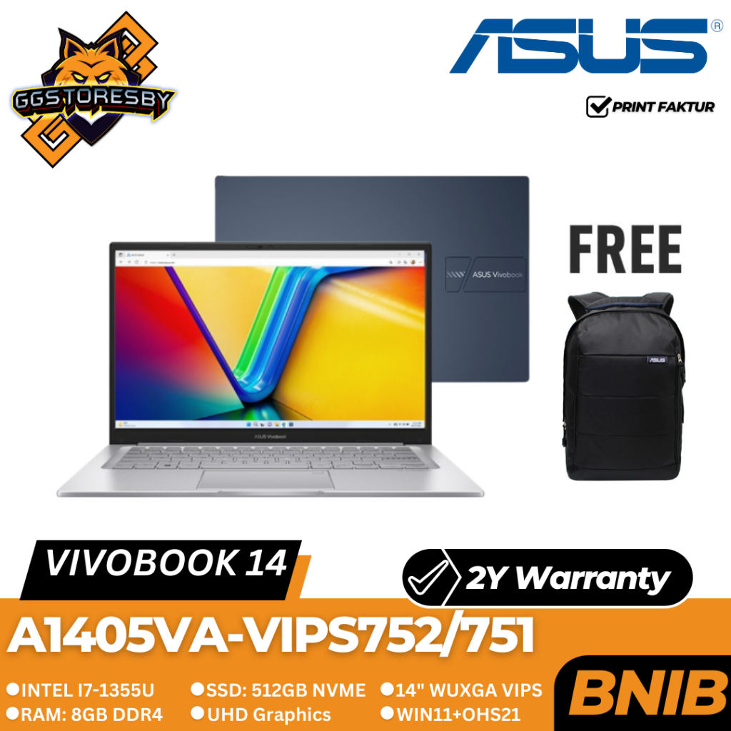 Jual LAPTOP ASUS VIVOBOOK 14 A1405VA VIPS751 752 I7 1355U 8 512 W11