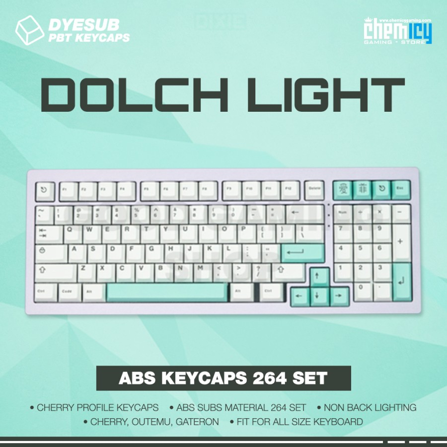 Jual Keycaps Modern Dolch Light ABS Dye Subs 264 Set Cherry Profile