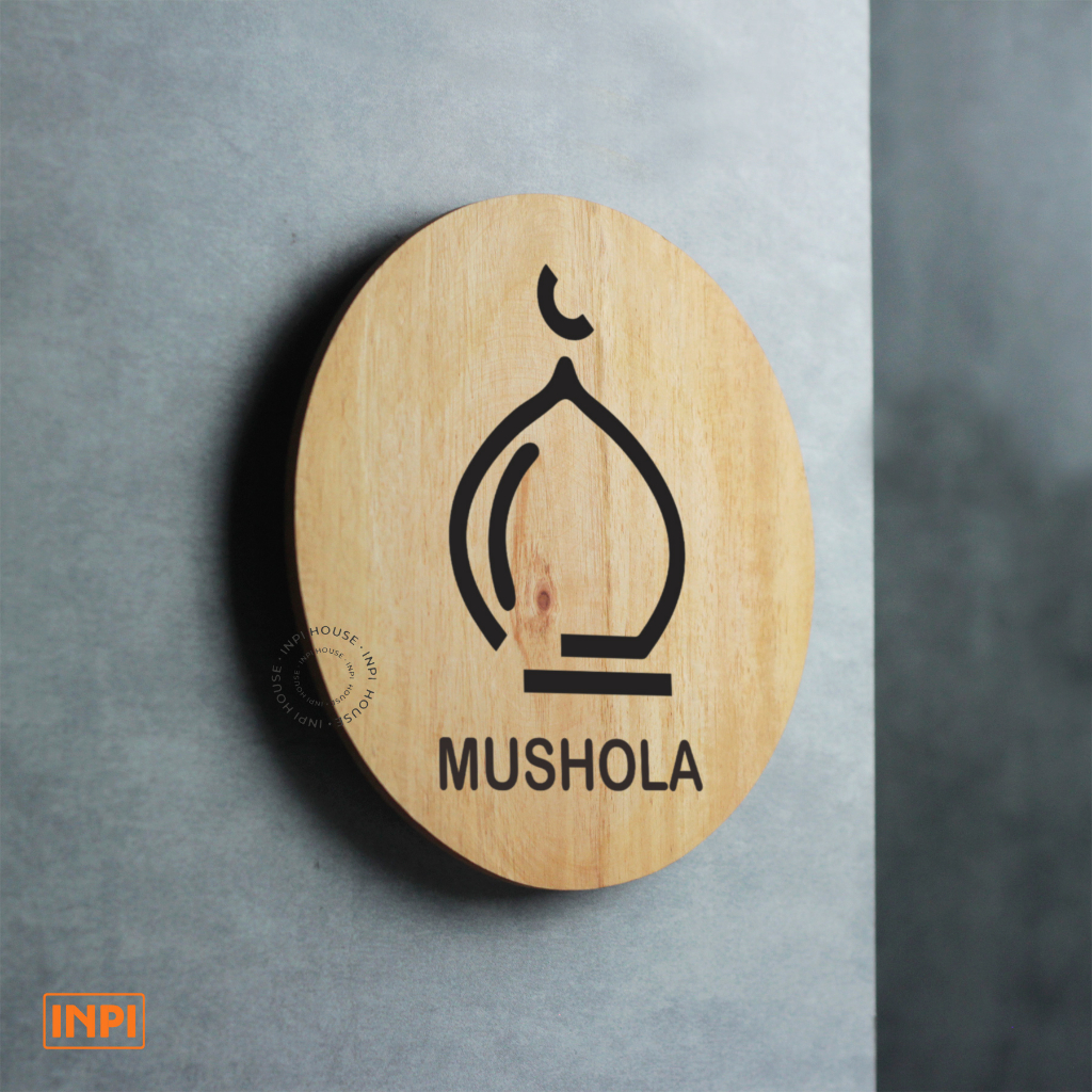 Jual INPI Sign Kayu Mahoni Sticker Lingkaran Logo Mushola Shopee