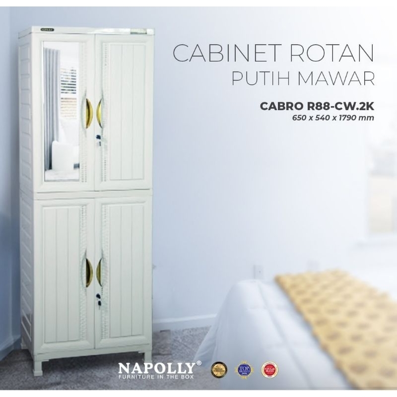 Jual Lemari Pakaian Plastik Cabinet Napolly Pintu Putih Minimalis