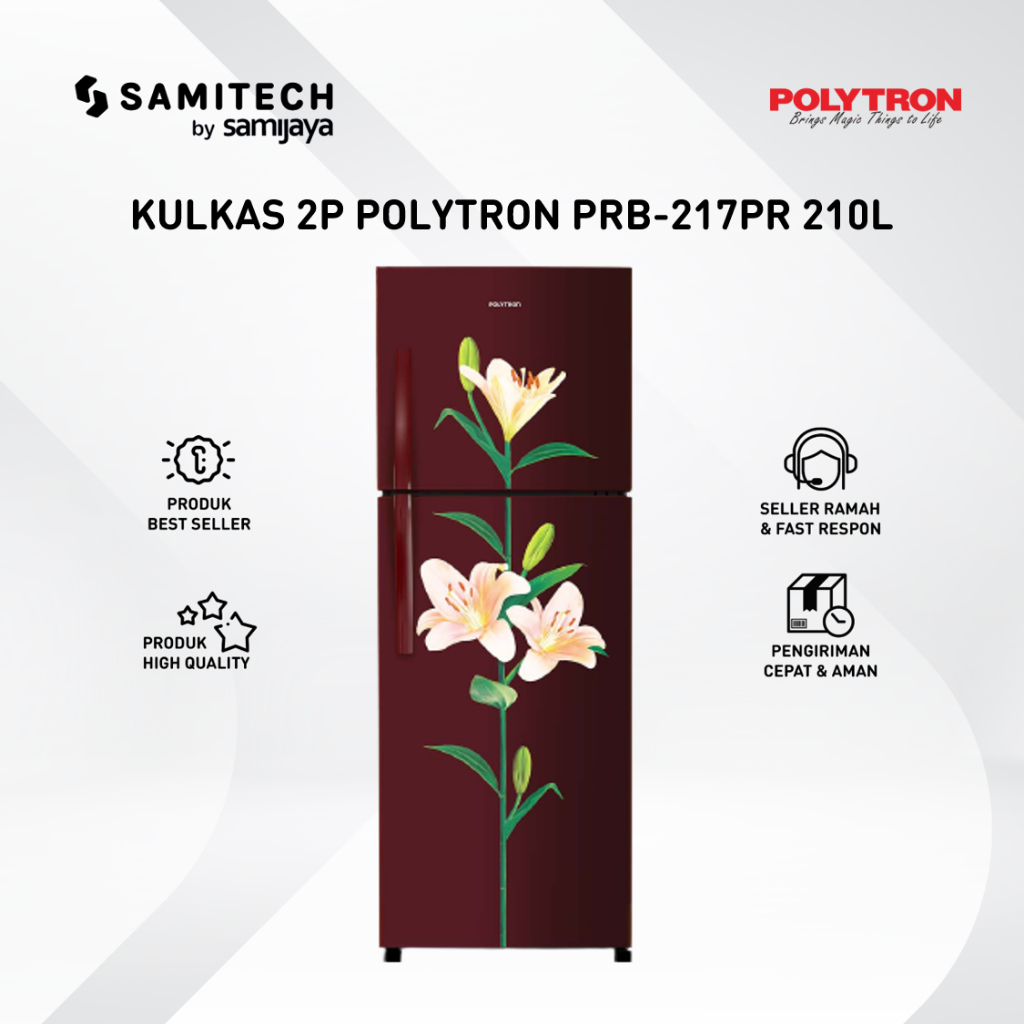 Jual KULKAS 2 PINTU POLYTRON PRB 217 PR PRB 217PR RED PINK FLOWER 210