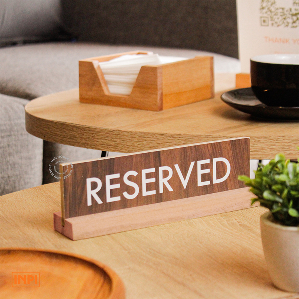 Jual Papan Tanda Meja Reserved Sign Desk Sign Hitam Putih