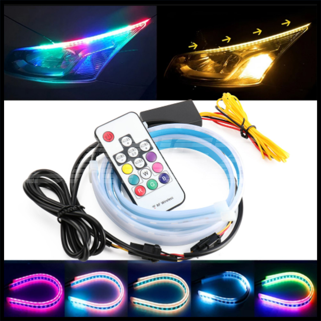 Jual Lampu Alis Drl Rgb Slim Remot Motor Mobil Harga Sepasang Lampu