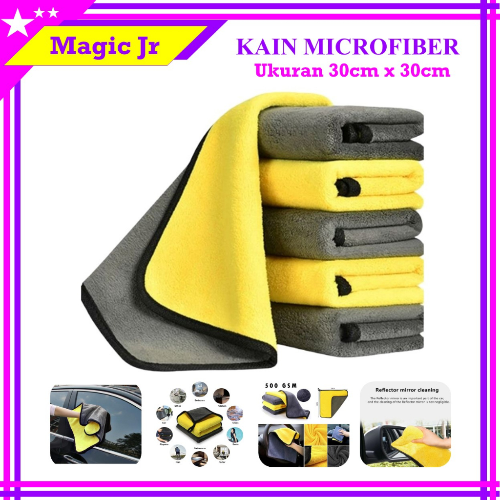 Jual Kain Lap Microfiber Serbaguna 30x30cm Kain Lap Mobil Motor 2 Sisi