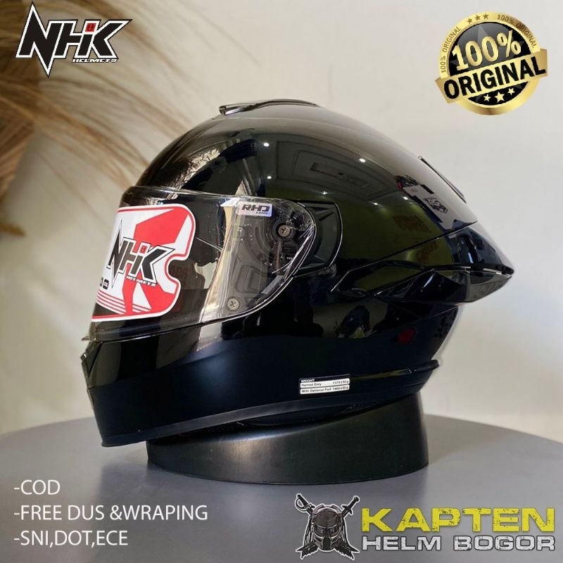 Jual Helm Nhk Mark Solid Black Glossy Single Visor Helm Fullface Nhk