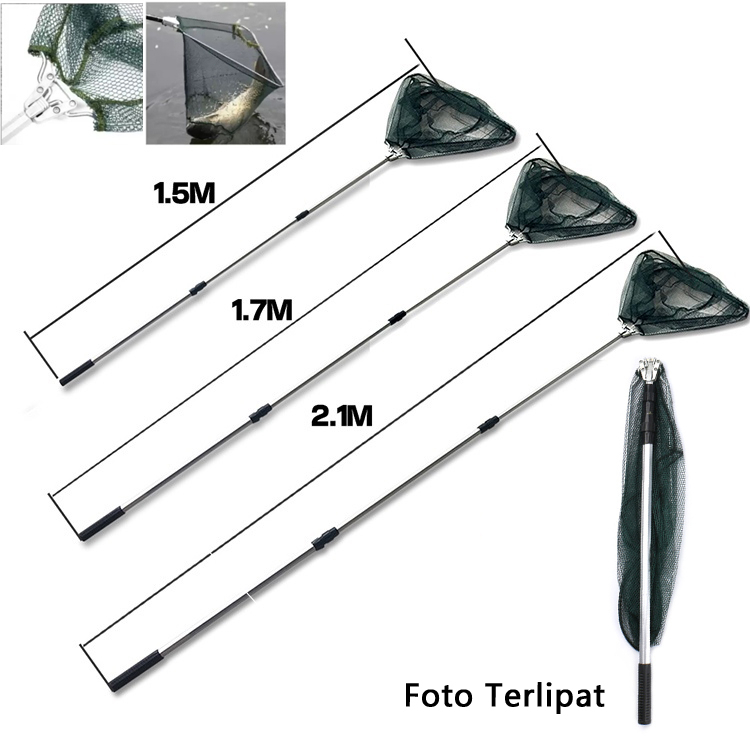 Jual Serokan Pencedok Jaring Telescopic Net Segitiga Aluminium M