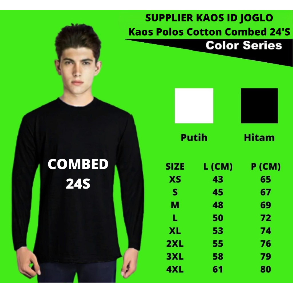 Jual Kaos Polos Lengan Panjang Cotton Combed 24s Shopee Indonesia