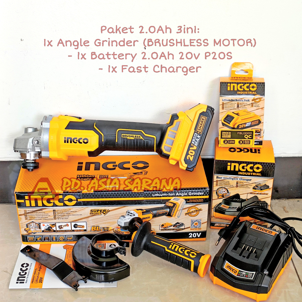 Jual Cordless Angle Grinder Brushless V Ingco Cagli Gerinda