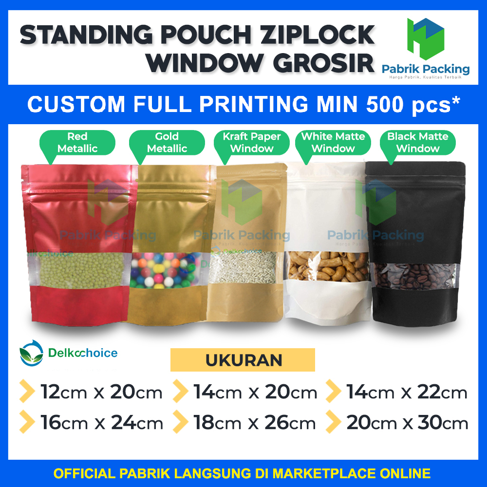 Jual STANDING POUCH DELKOCHOICE VARIAN WINDOW KEMASAN SNACK MAKANAN