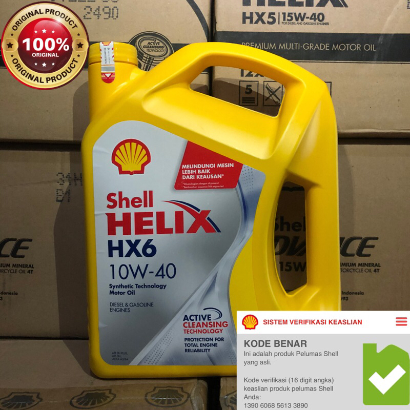 Jual Oli Mesin Shell Helix HX6 SAE 10W 40 4 Liter HX6 10W40 4L