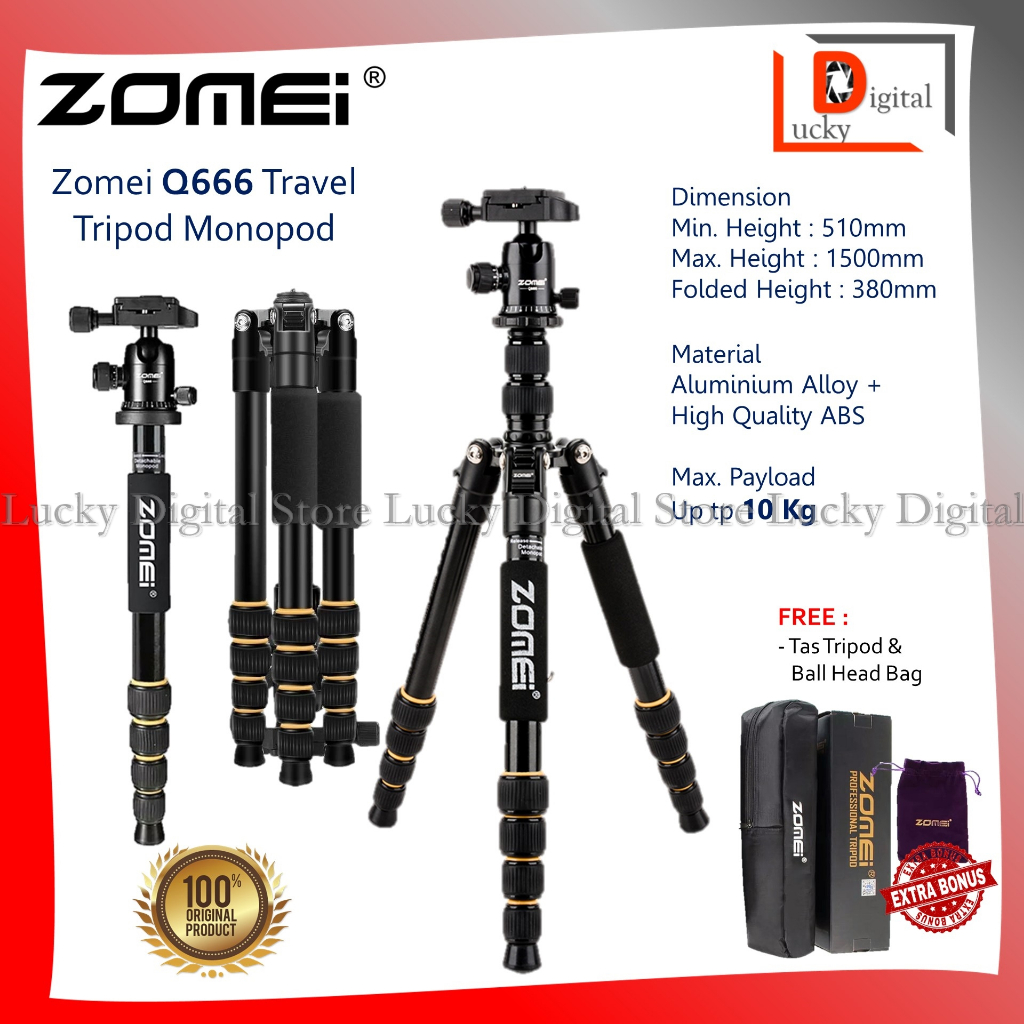 Jual Tripod Zomei Q Lightweight Portable Travel Camera Tripod