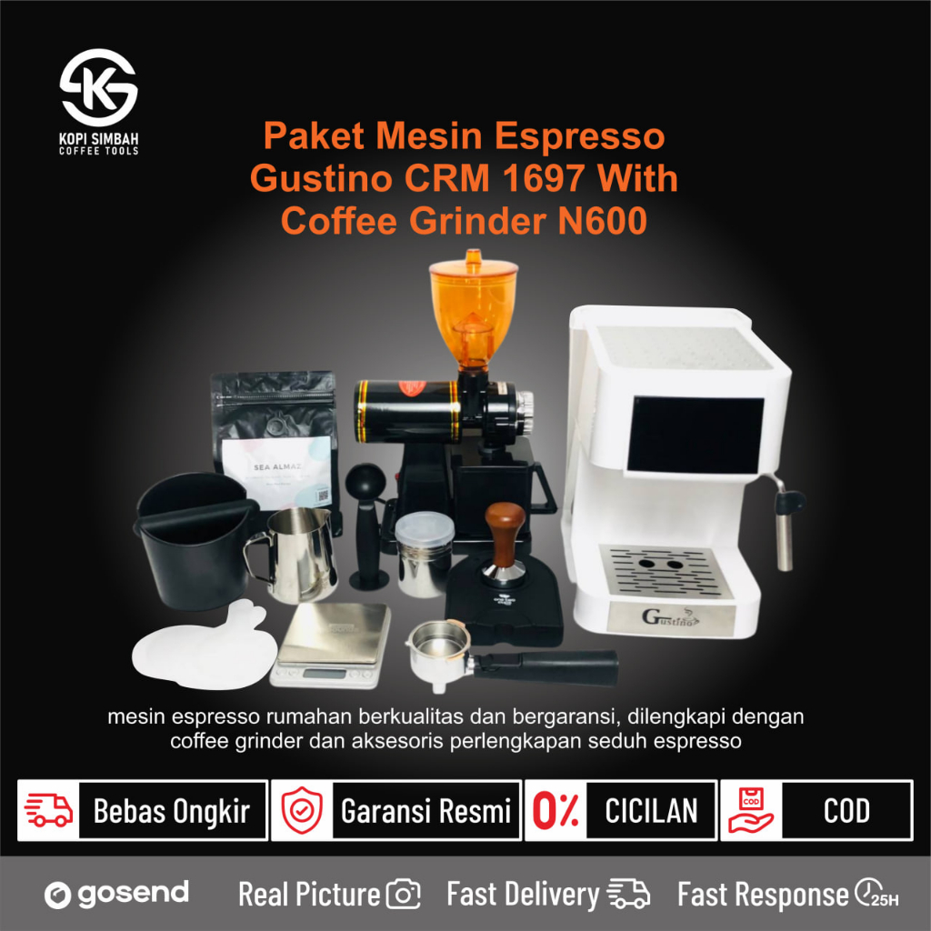 Jual Paket Mesin Espresso GUSTINO CM1697 Coffee Maker Set Alat Seduh