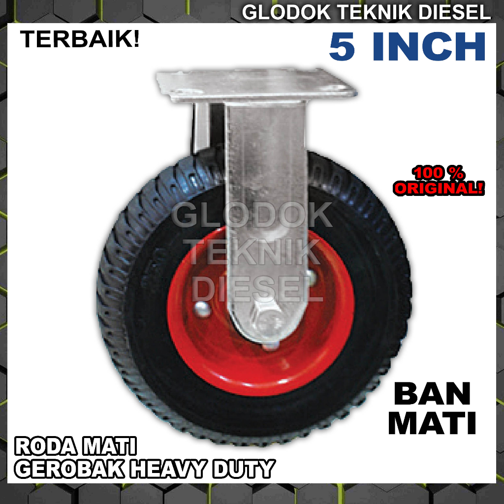 Jual Roda Karet Mati HEAVY DUTY Trolley Troli 5 Inch Gerobak BAN MATI