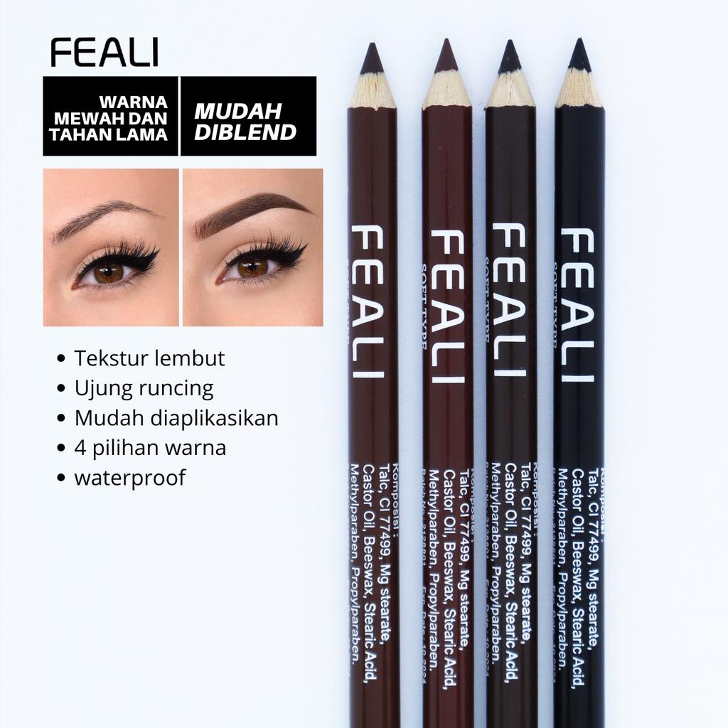 Jual RM FEALI Eyebrow Pencil 2IN1 Pensil Alis Dengan Spoolie Dan