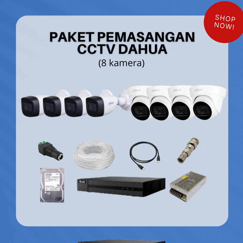 Jual PAKET PEMASANGAN CCTV DAHUA 8 TITIK Shopee Indonesia