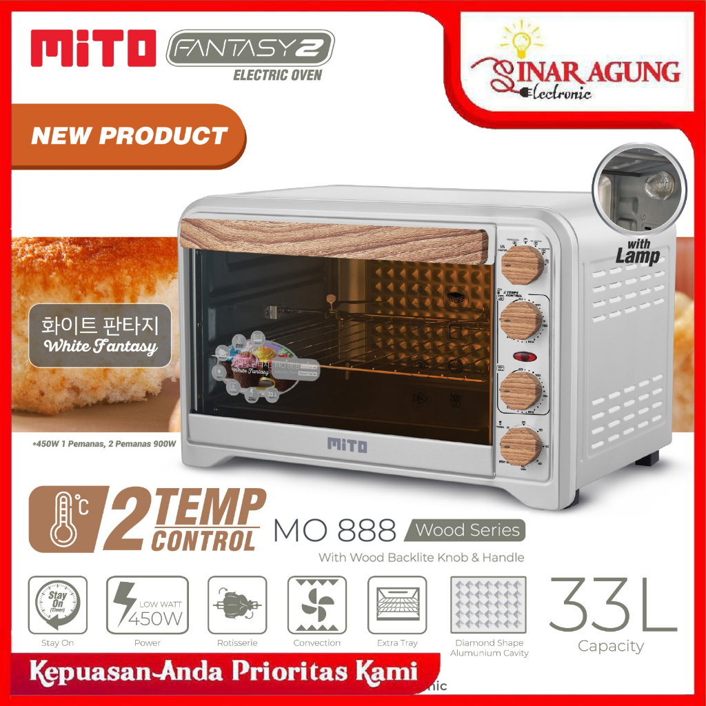 Jual MITO OVEN LISTRIK FANTASY 2 MO888 WOOD SERIES 33L LOW WATT 100