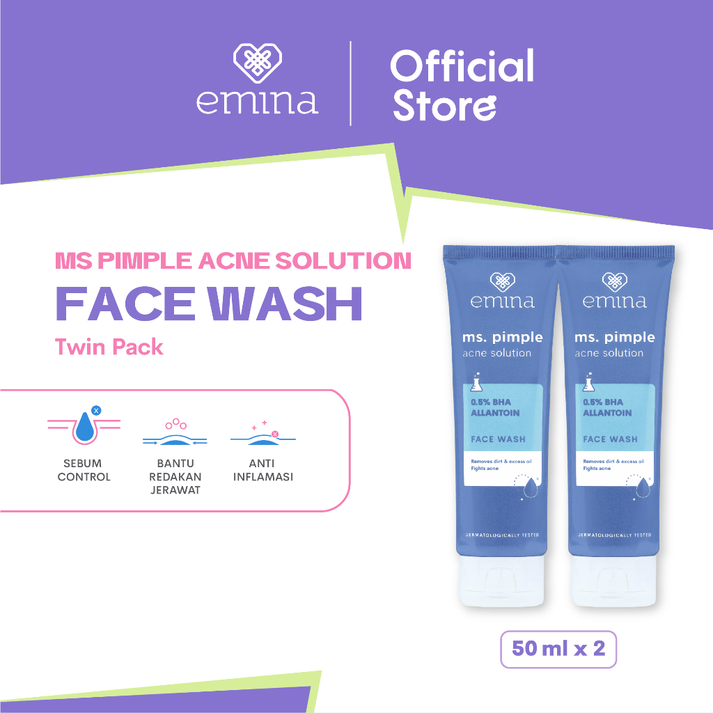 Jual Emina Ms Pimple Acne Solution Face Wash Ml Twin Pack Paket